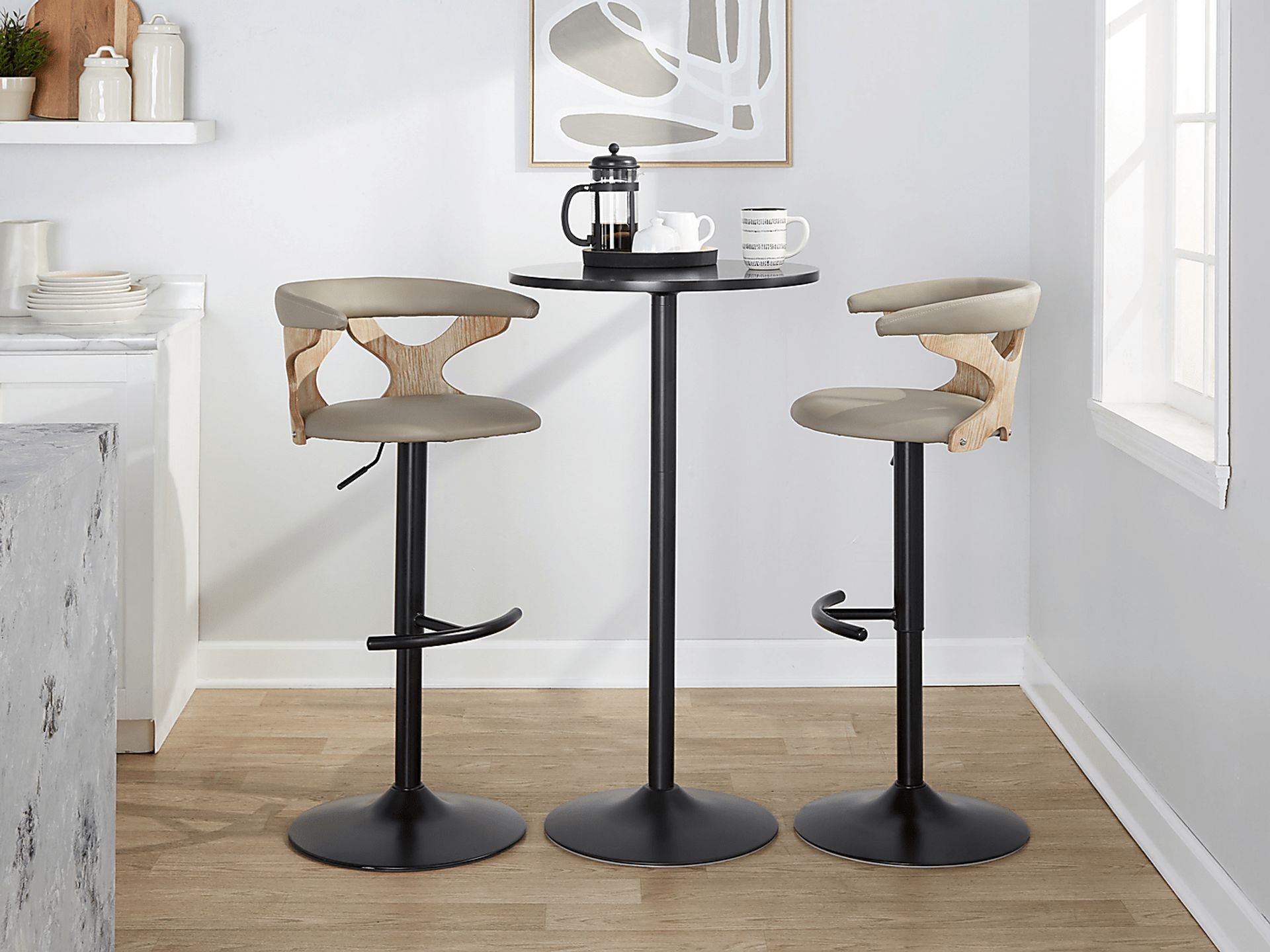 Cardeza IV Gray Adjustable Swivel Barstool, Set of 2 - Image 5