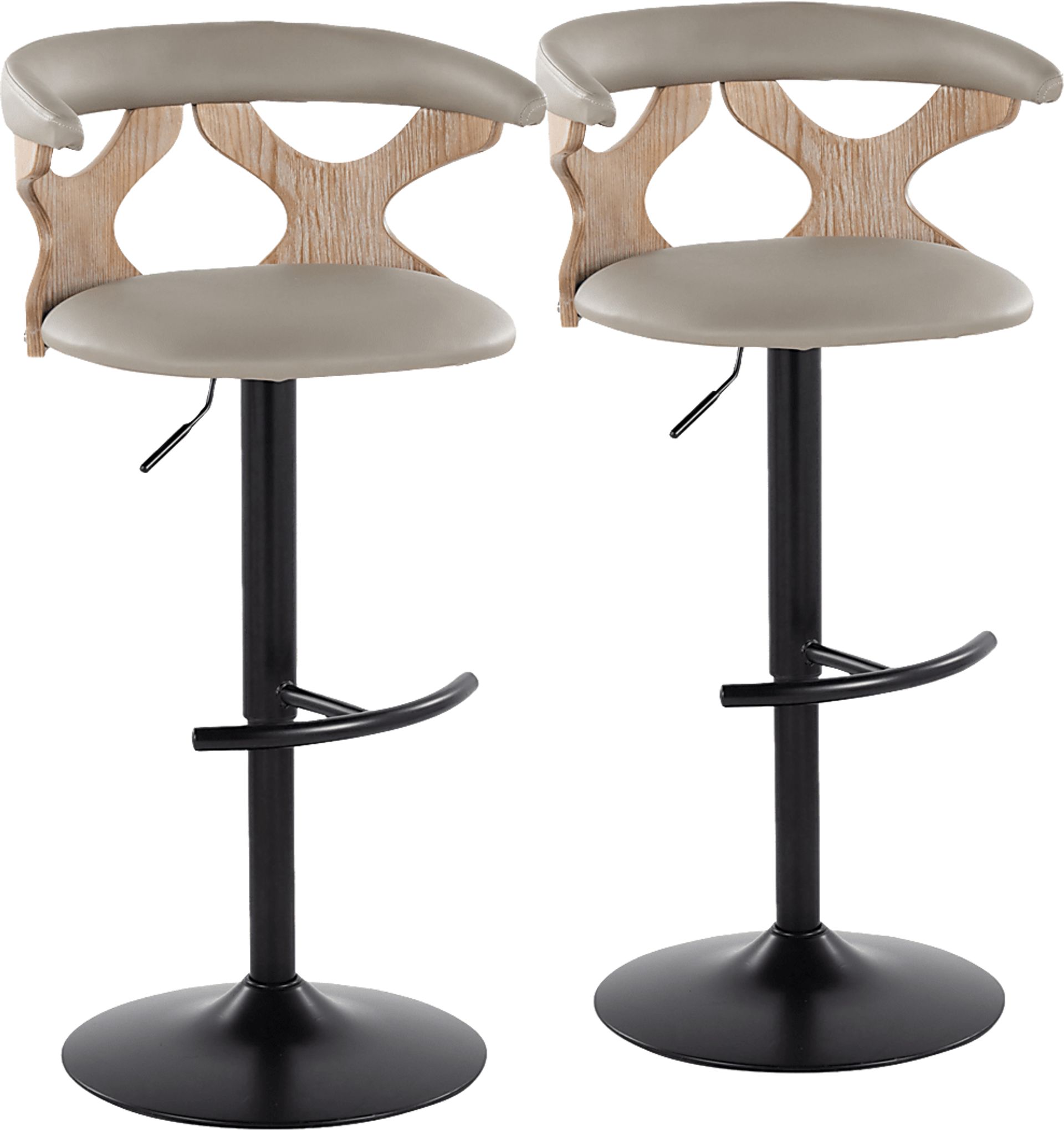 Cardeza IV Gray Adjustable Swivel Barstool, Set of 2 - Image 1