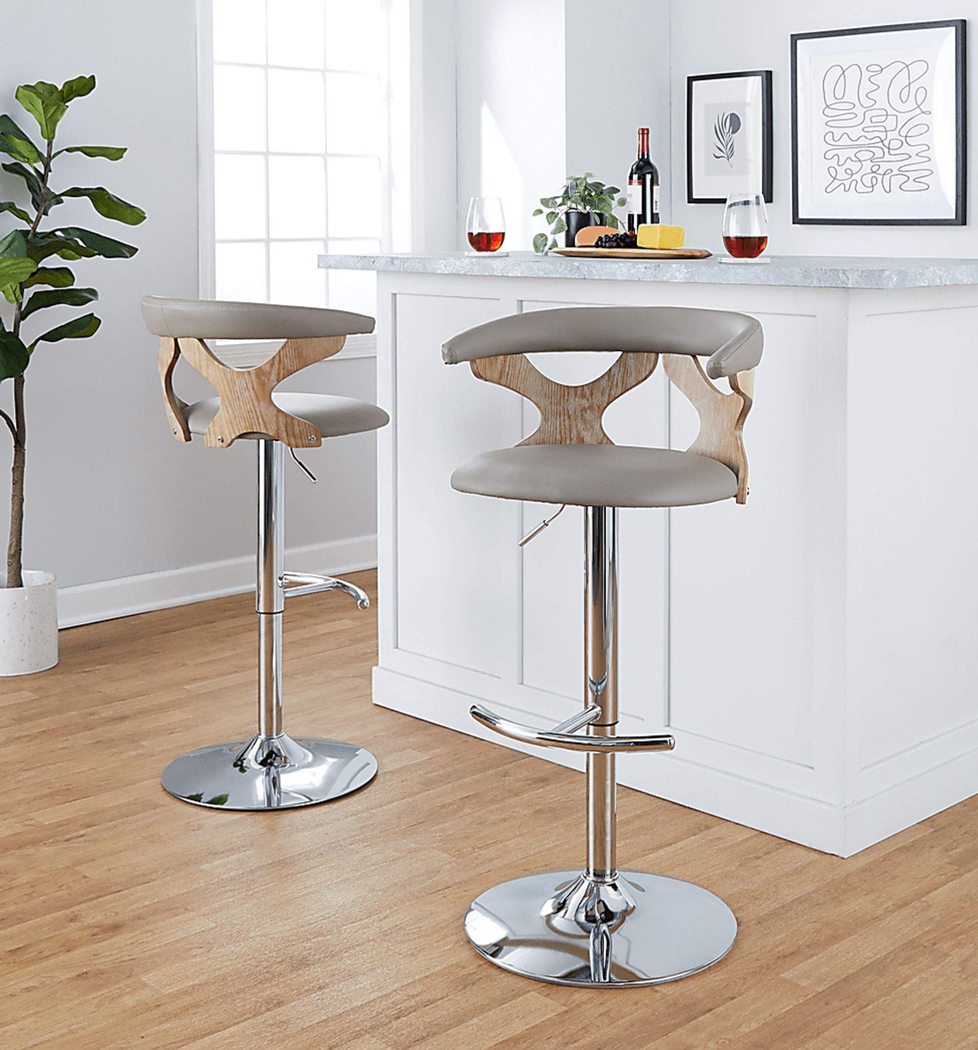 Cardeza V Gray Adjustable Swivel Barstool, Set of 2 - Image 3