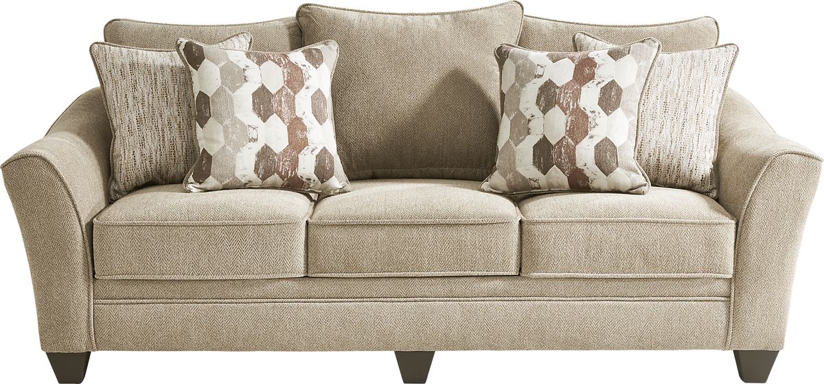 Cardiff Court Almond Beige Polyester Fabric Sofa