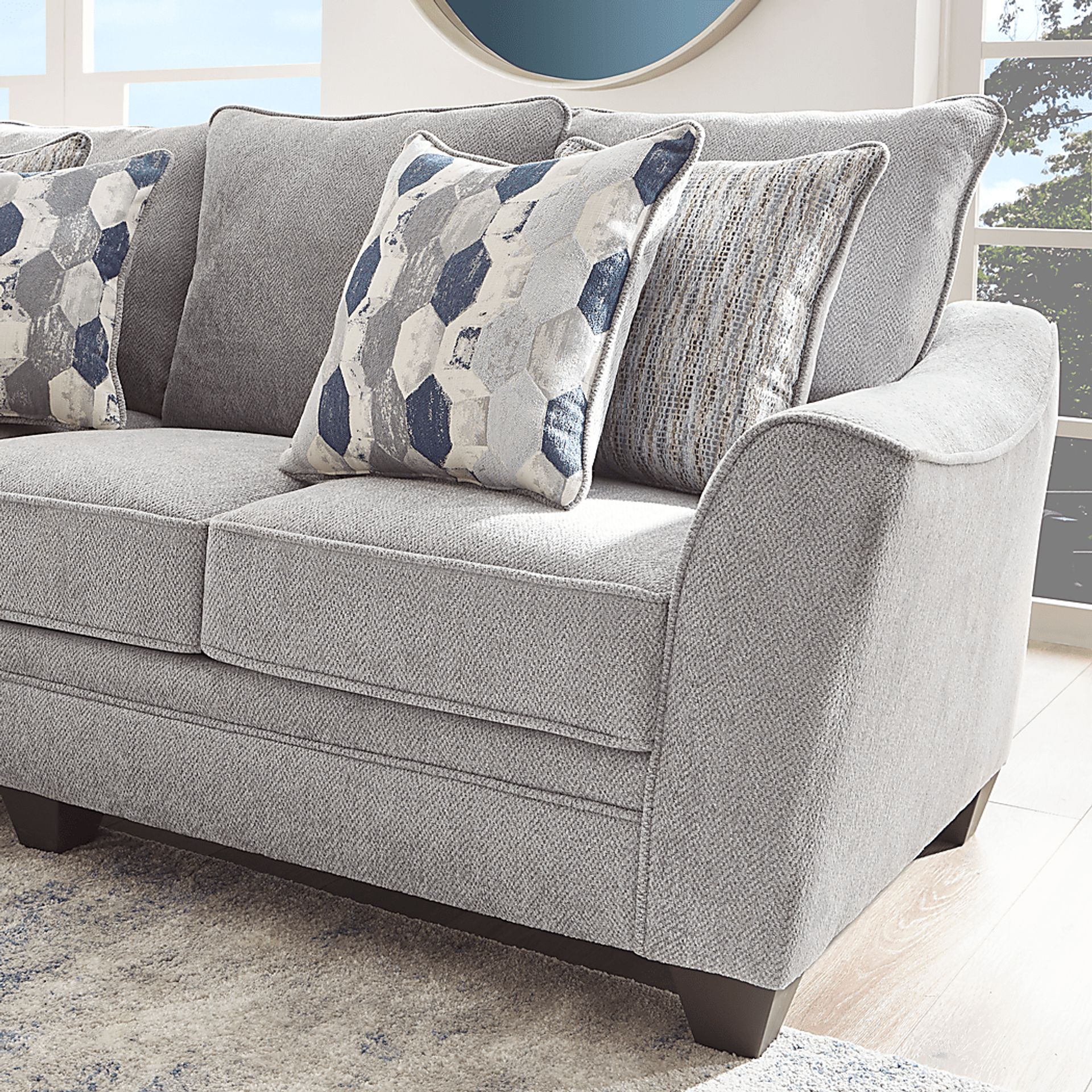 Cardiff Court Silver Gray Polyester Fabric Sofa | Rooms to Go