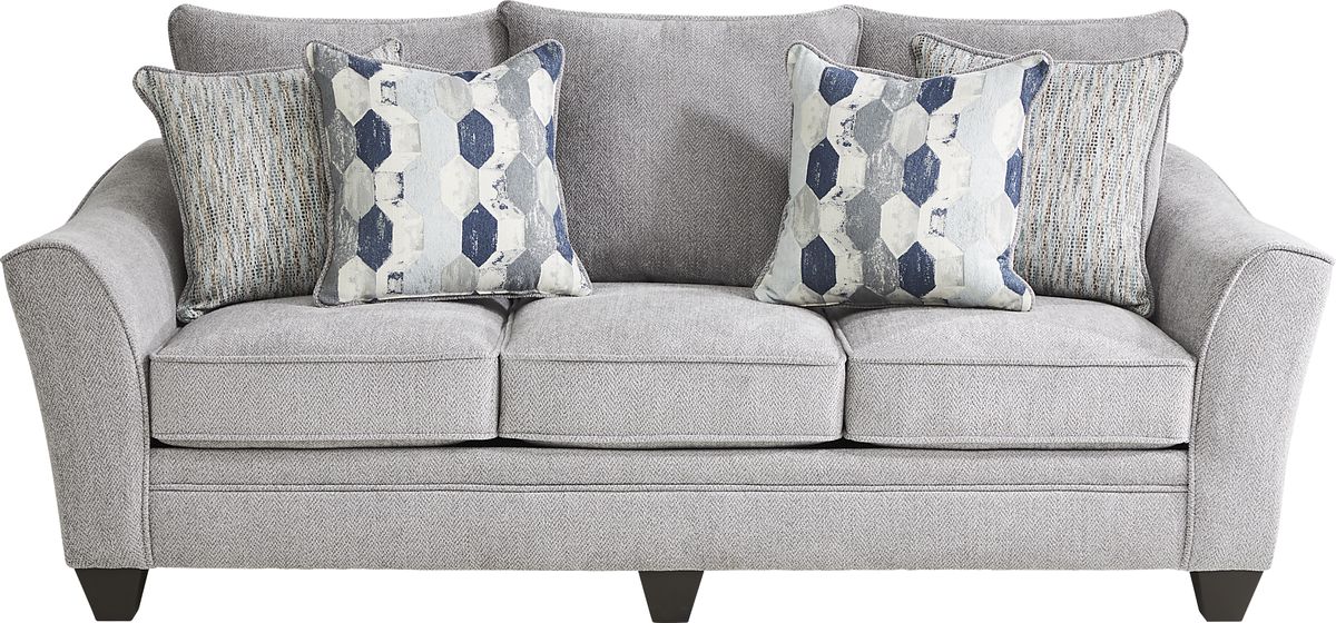 Cardiff Court Silver Gray Polyester Fabric Sofa - Rooms To Go