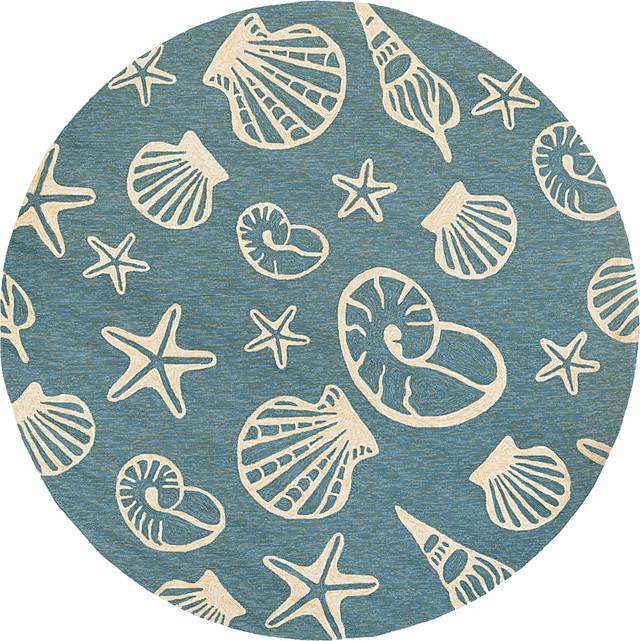 Cardita Blue 7'10 Round Indoor/Outdoor Rug - Thumbnail - Image 1