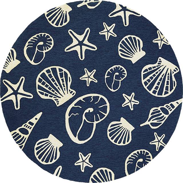 Cardita Blue 7'10 Round Indoor/Outdoor Rug - Thumbnail - Image 1