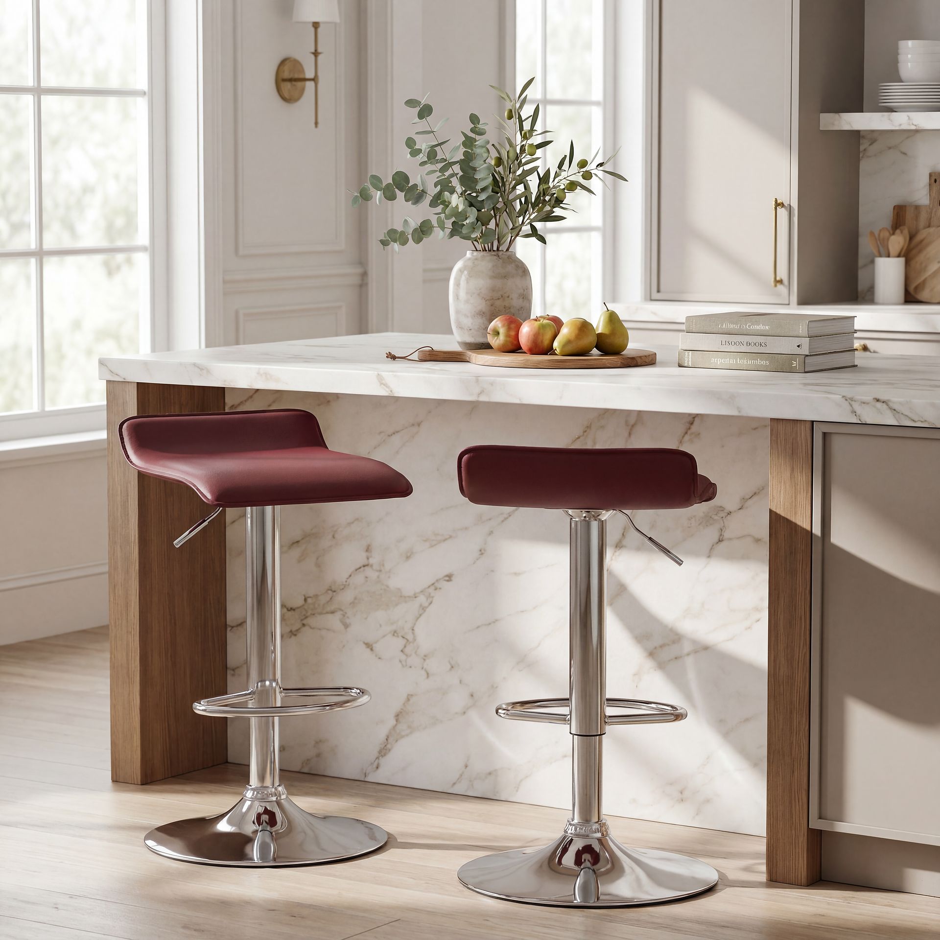 Carey Hills Red Adjustable Barstool Set of 2 - Image 3