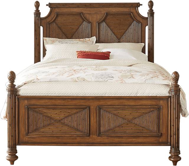 Caribbean Islands Brown 3 Pc Queen Low Poster Bed - Thumbnail - Image 1