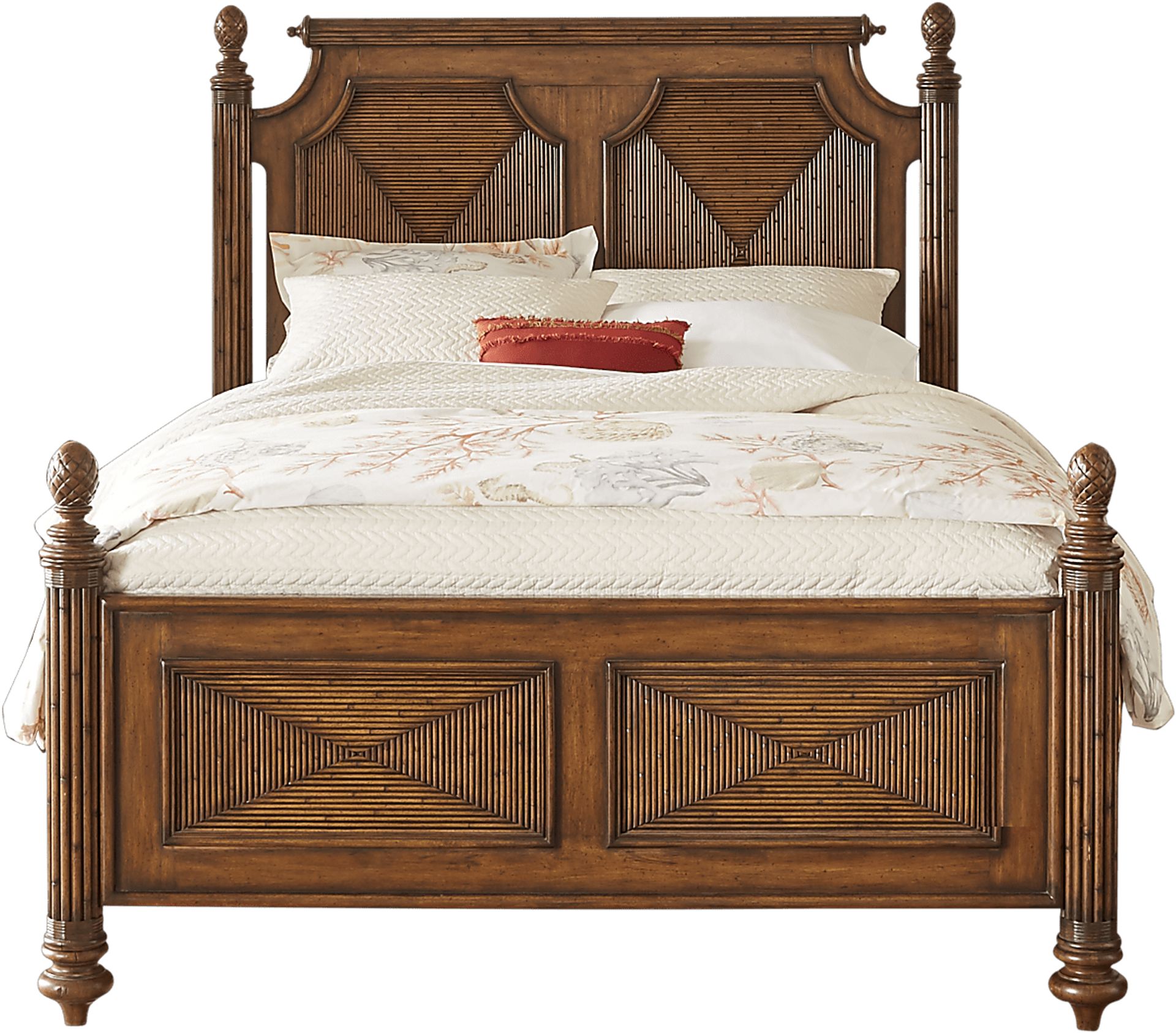 Caribbean Islands Brown 3 Pc Queen Low Poster Bed - Image 1