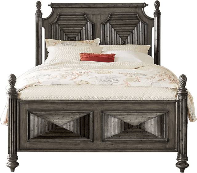 Caribbean Islands Gray 3 Pc Queen Low Poster Bed - Thumbnail - Image 1