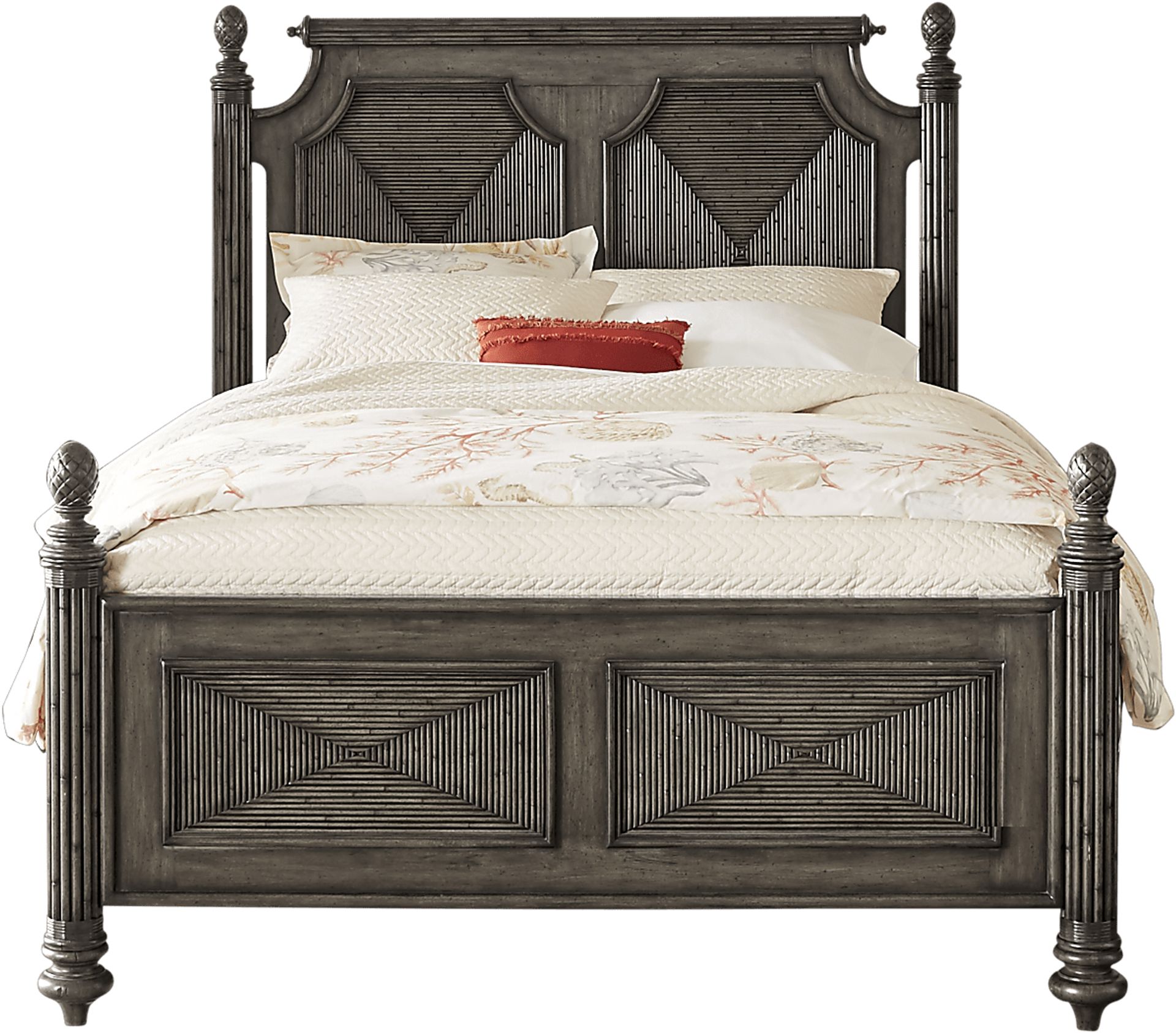 Caribbean Islands Gray 3 Pc Queen Low Poster Bed - Image 1