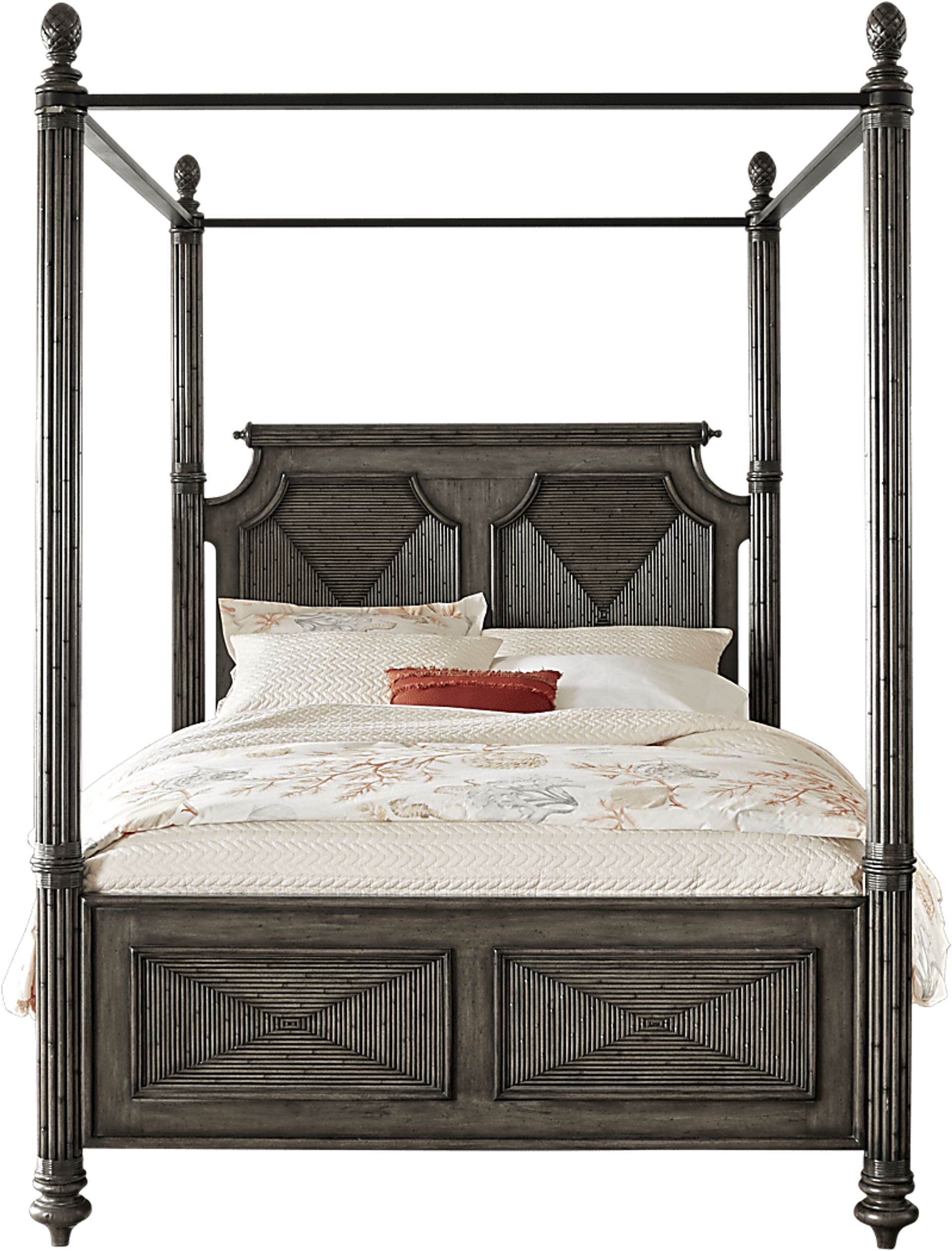 Caribbean Islands Gray 4 Pc Queen Canopy Bed - Image 1