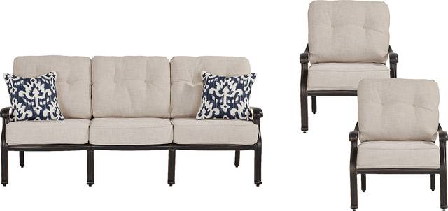 Carina Bronze 3 Pc Outdoor Seating Set with Desert Cushions - Thumbnail - Image 1