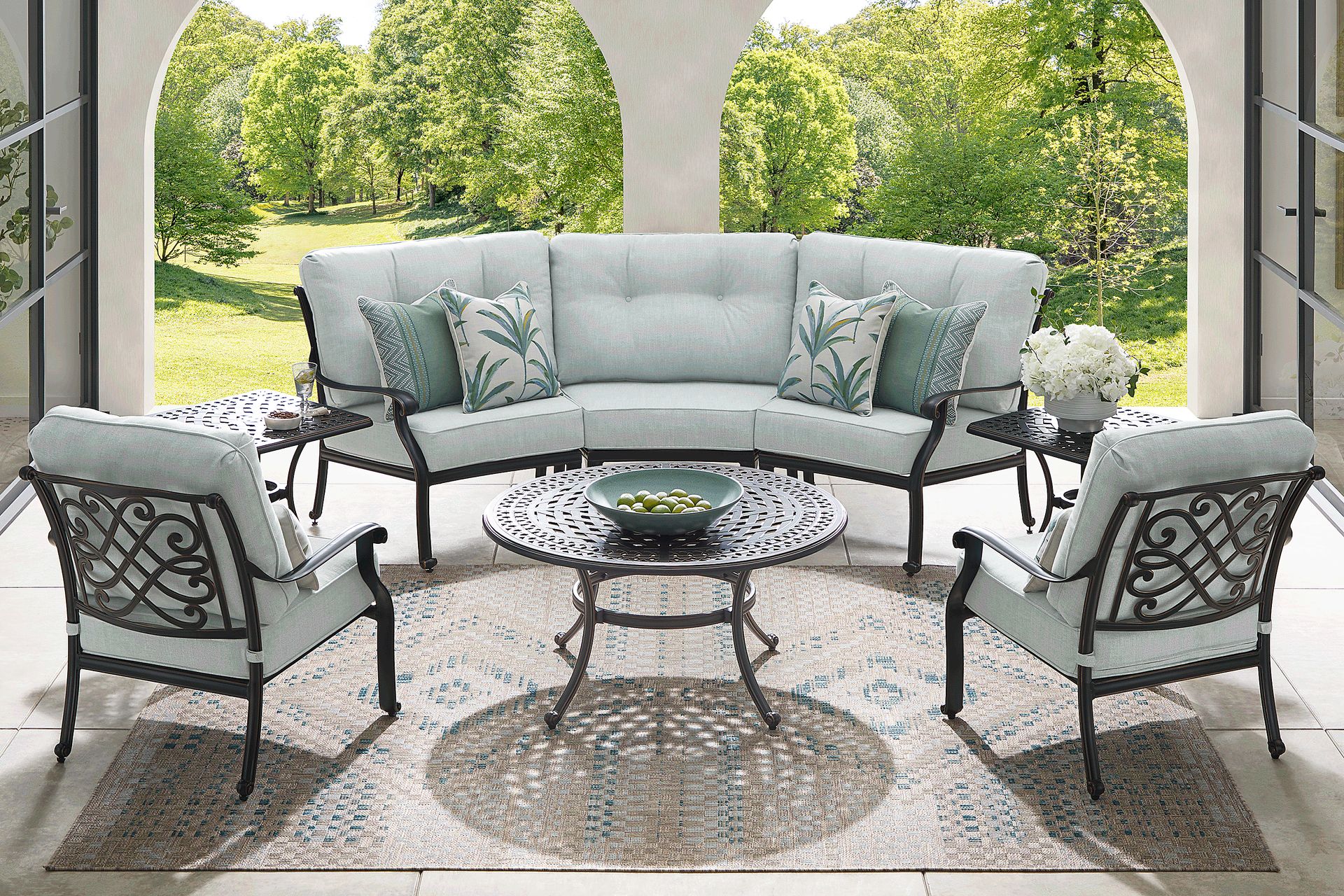 Carina Bronze 3 Pc Outdoor Sectional with Sky Cushions - Image 2