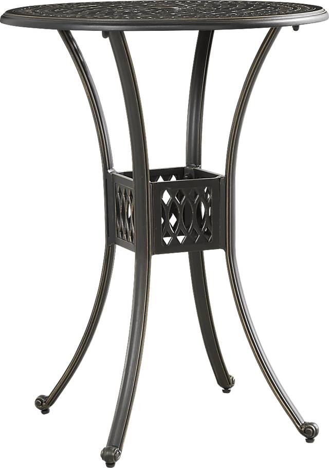 Carina Bronze 3 Pc 30 in. Round Bar Height Outdoor Dining Set with Desert Cushions - Thumbnail - Image 2