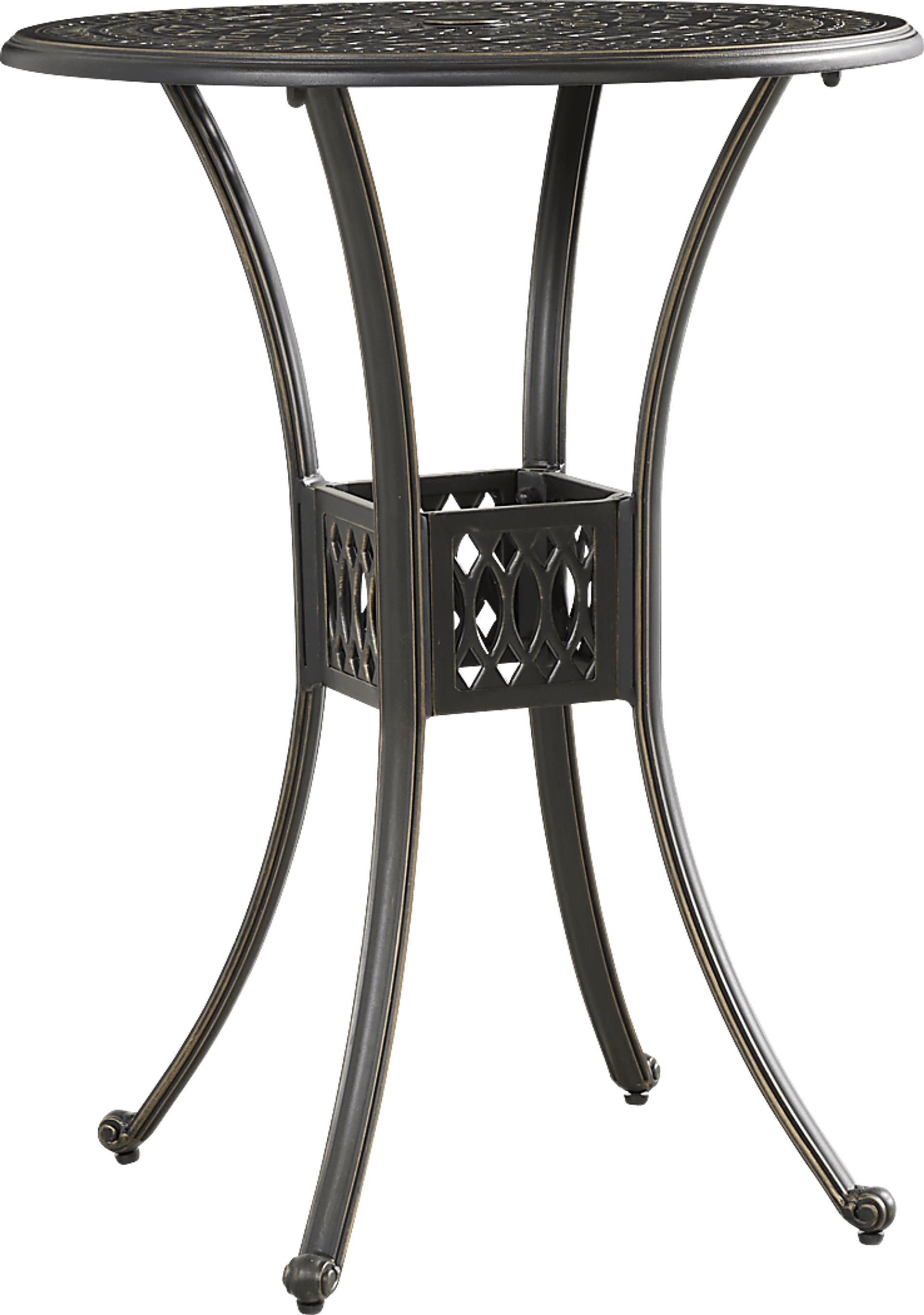 Carina Bronze 3 Pc 30 in. Round Bar Height Outdoor Dining Set with Desert Cushions - Image 2