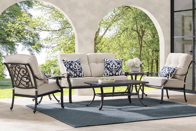 Carina Bronze 4 Pc Outdoor Loveseat Seating Set with Desert Cushions - Thumbnail - Image 1
