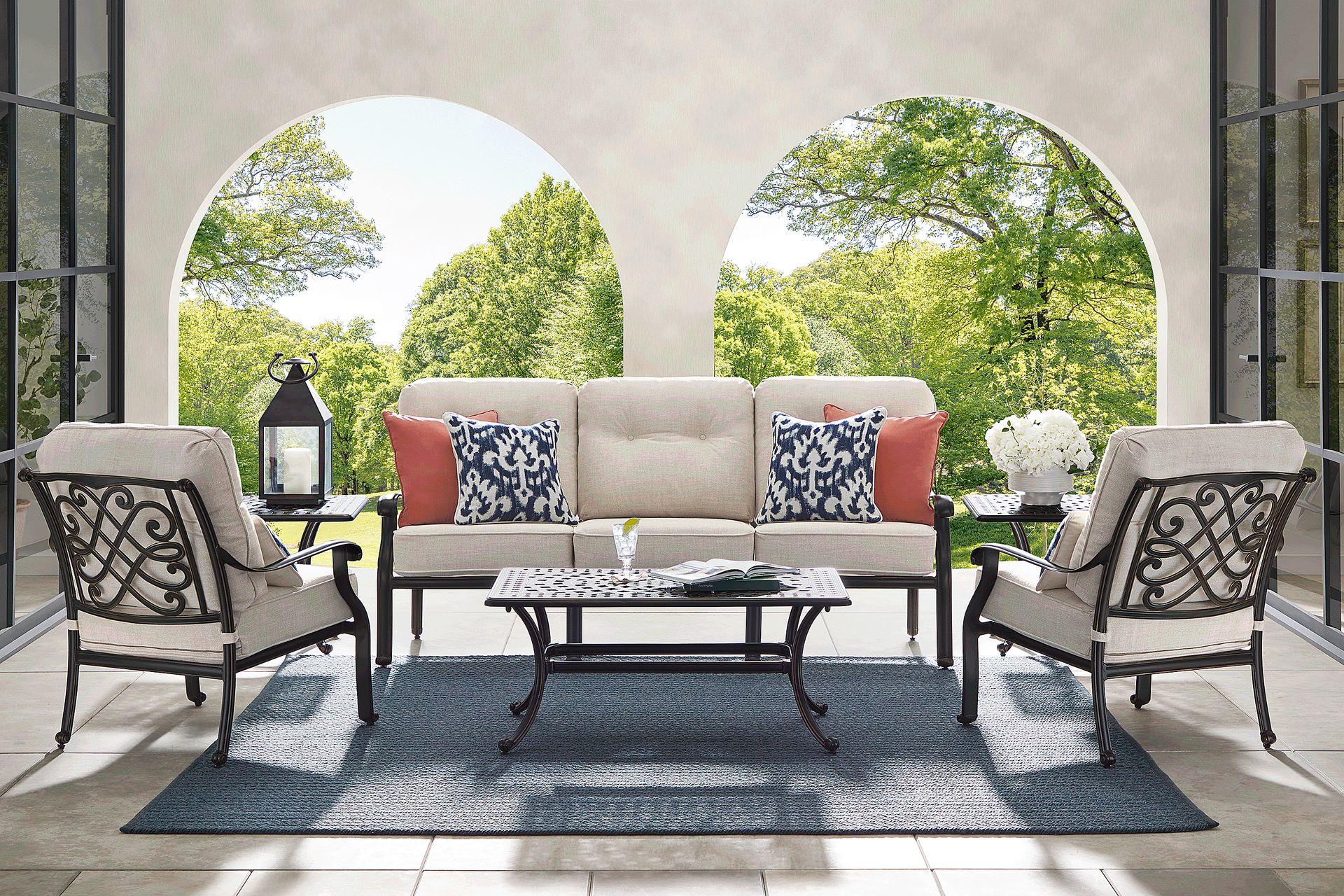 Carina Bronze 4 Pc Outdoor Seating Set with Desert Cushions - Image 1