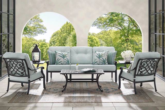 Carina Bronze 4 Pc Outdoor Seating Set with Sky Cushions - Thumbnail - Image 1