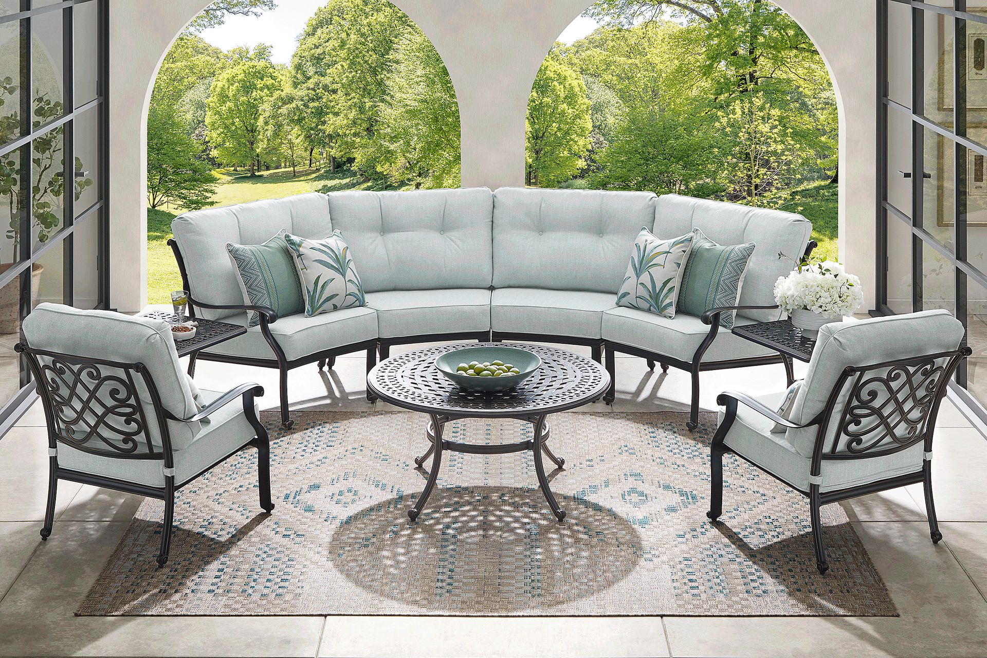 Carina Bronze 4 Pc Outdoor Sectional with Sky Cushions - Image 2