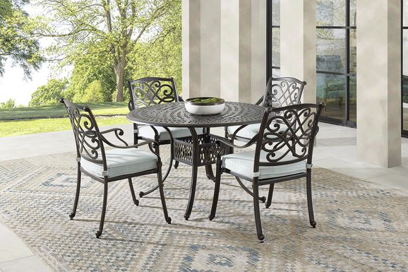 Carina Bronze 5 Pc 48 in. Round Outdoor Dining Set with Sky Cushions