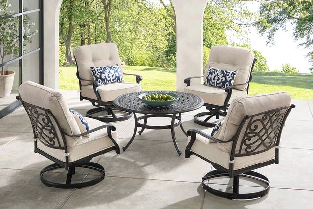 Carina Bronze 5 Pc Outdoor Chat Set with Desert Cushions - Thumbnail - Image 1