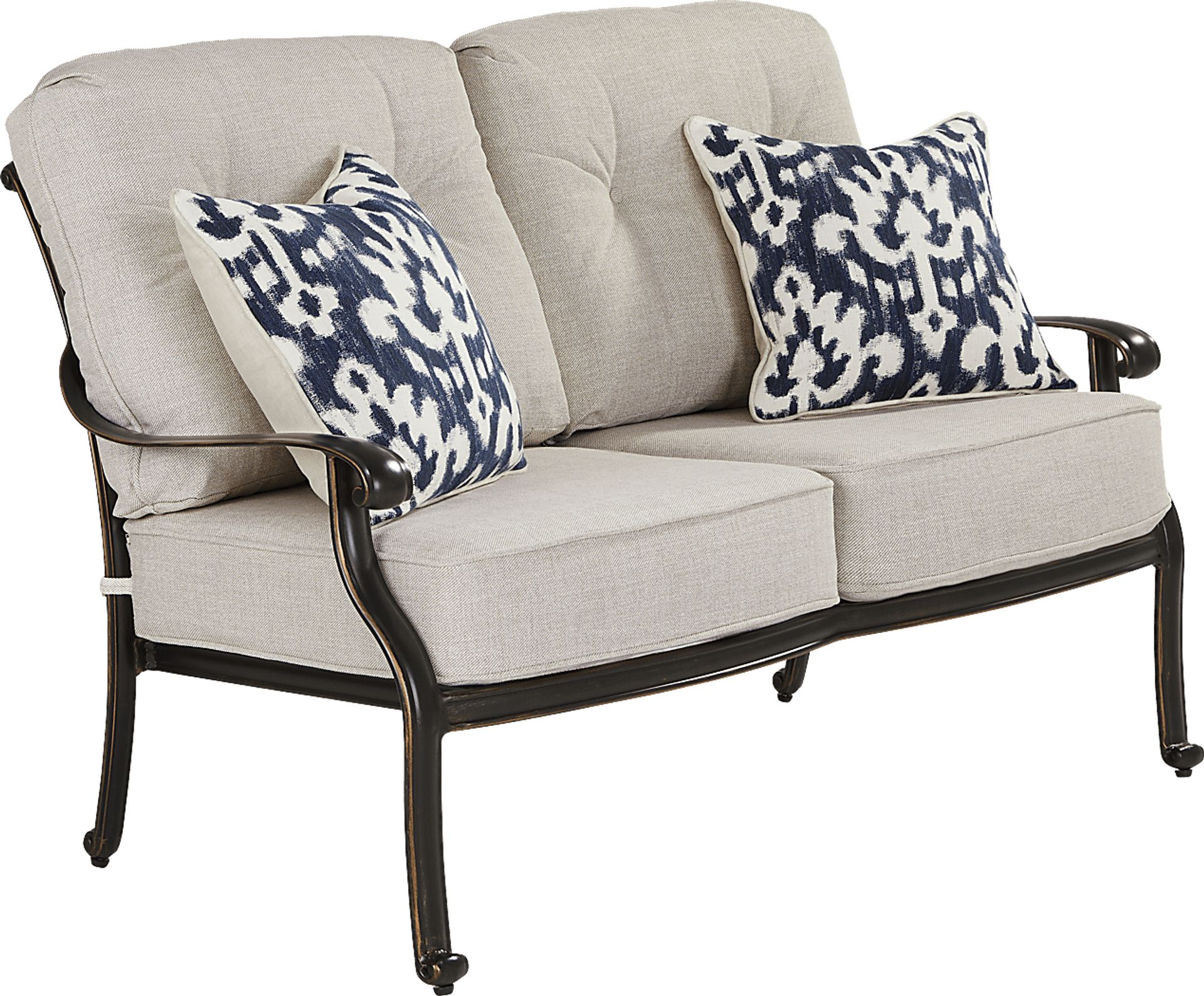 Carina Bronze 4 Pc Outdoor Loveseat Seating Set with Desert Cushions - Image 3