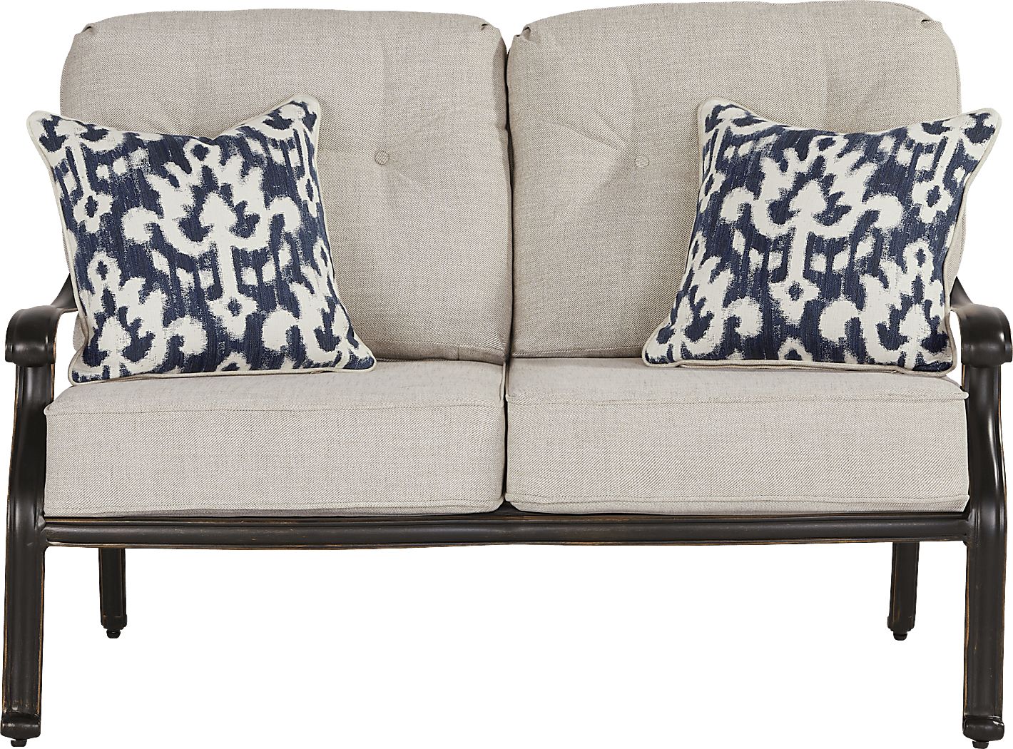 Carina Bronze Outdoor Loveseat with Desert Cushions