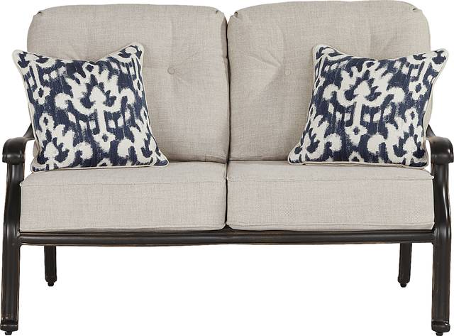 Carina Bronze 4 Pc Outdoor Loveseat Seating Set with Desert Cushions - Thumbnail - Image 2