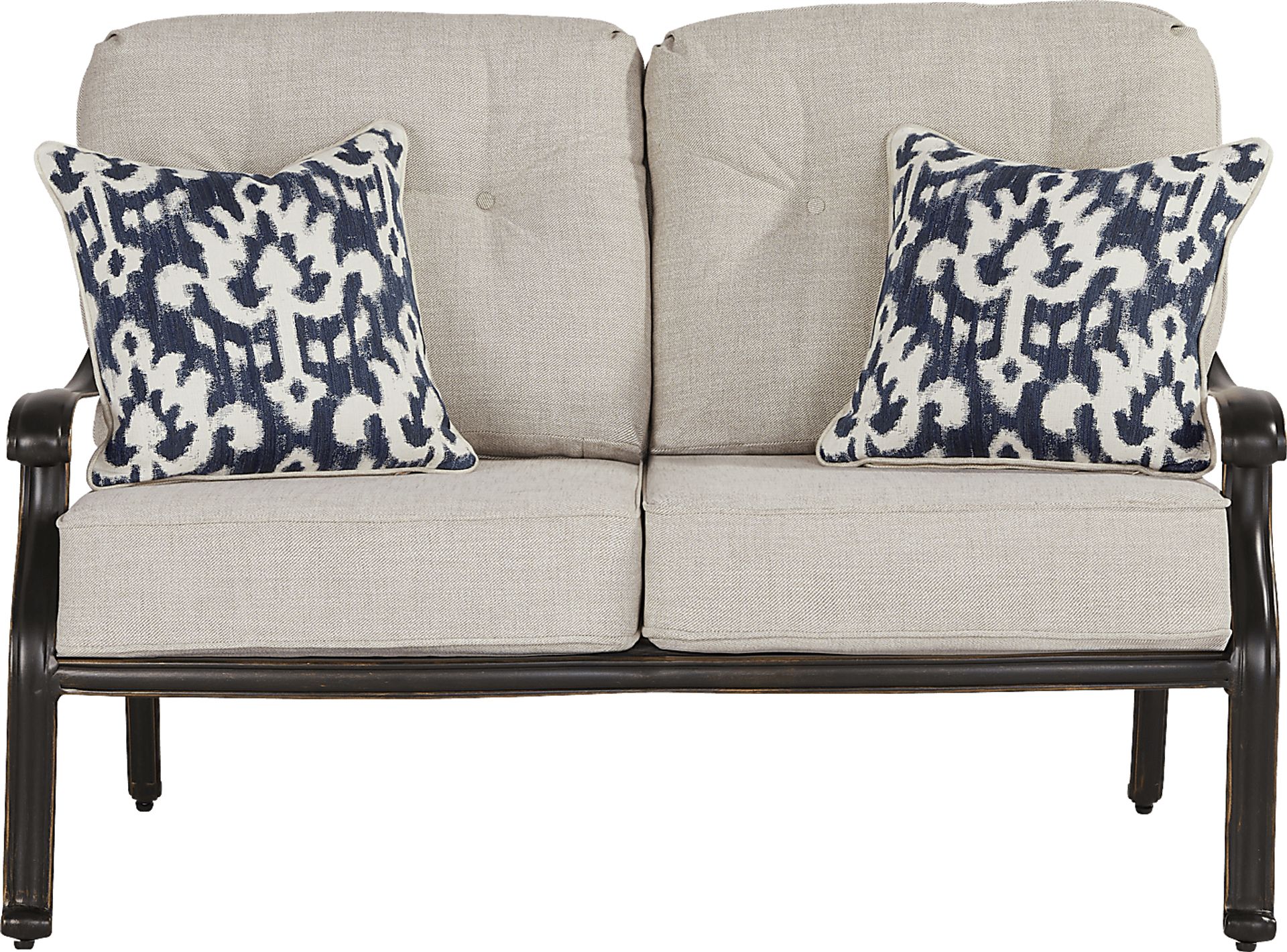 Carina Bronze 4 Pc Outdoor Loveseat Seating Set with Desert Cushions - Image 2