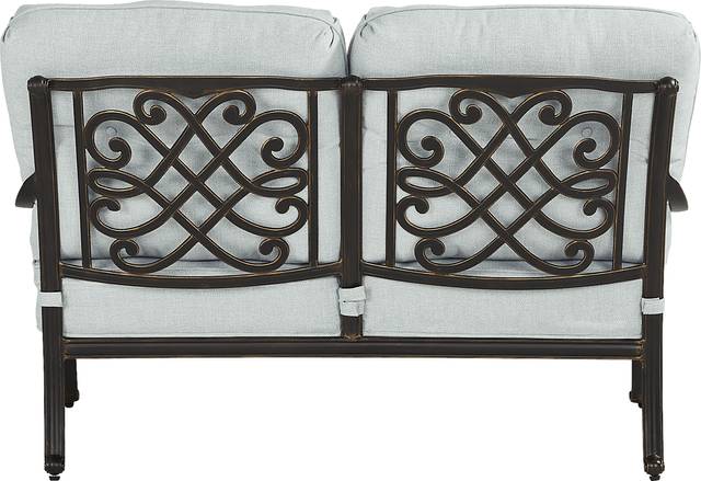 Carina Bronze Outdoor Loveseat with Sky Cushions - Thumbnail - Image 3