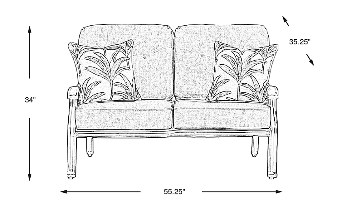 Carina Bronze Outdoor Loveseat with Sky Cushions