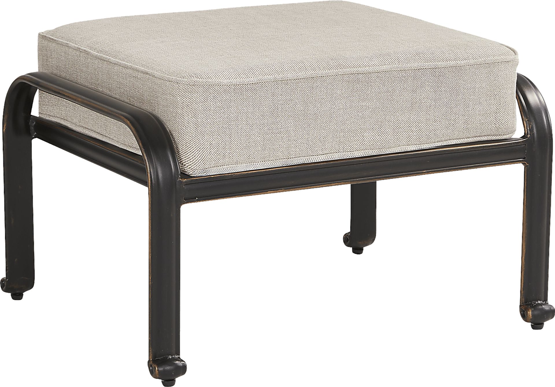 Carina Bronze Outdoor Ottoman with Desert Cushion - Image 1