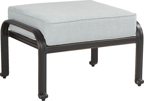 Carina Bronze Outdoor Ottoman with Sky Cushion