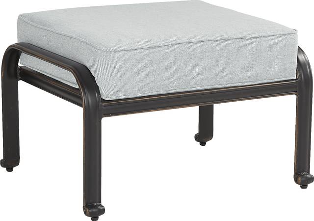 Carina Bronze Outdoor Ottoman with Sky Cushion - Thumbnail - Image 1