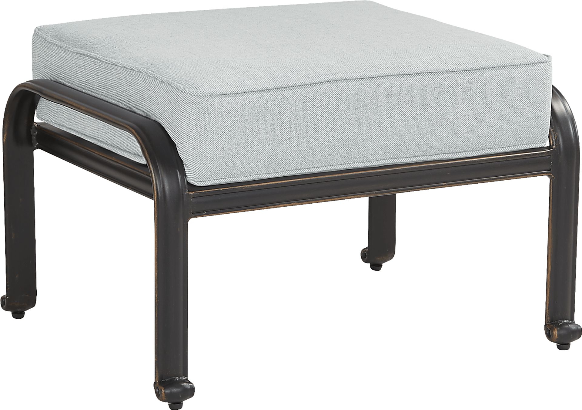 Carina Bronze Outdoor Ottoman with Sky Cushion - Image 1