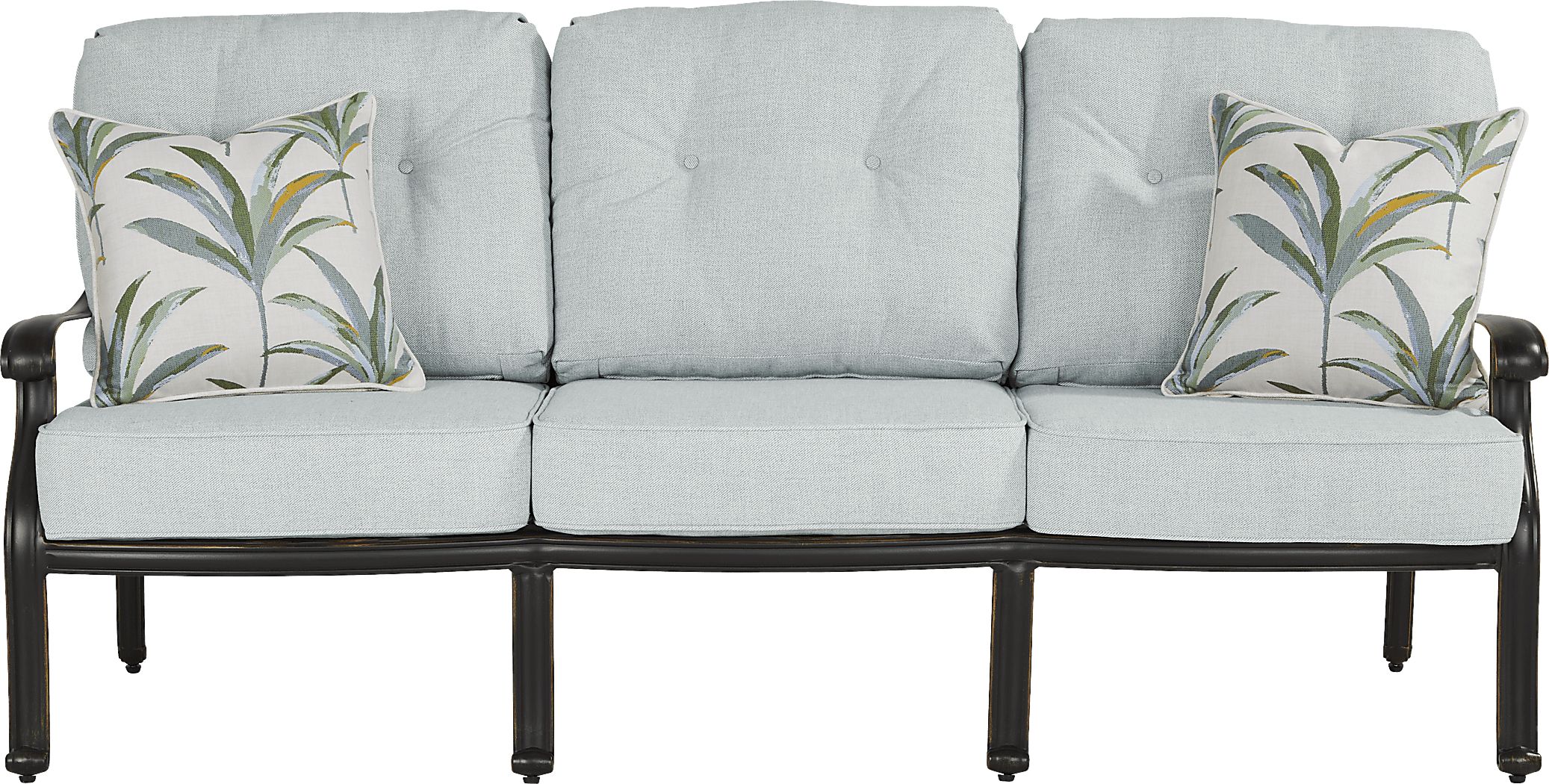 Carina Bronze Outdoor Sofa with Sky Cushions