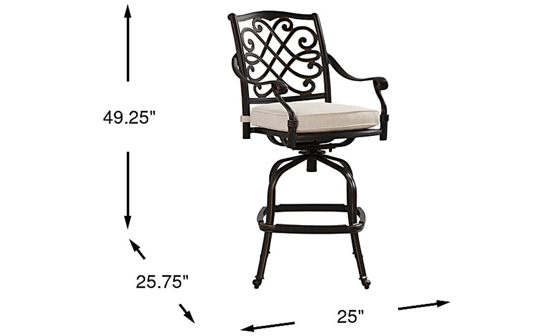 Carina Bronze Outdoor Swivel Barstool with Desert Cushion