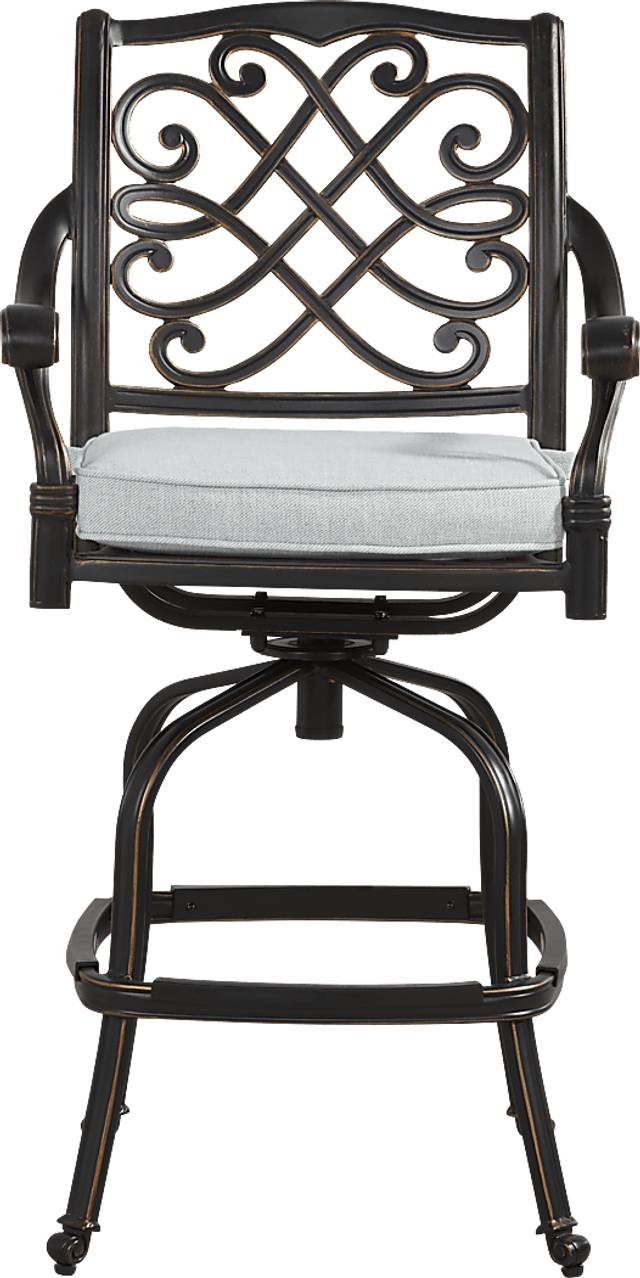 Carina Bronze 3 Pc 30 in. Round Bar Height Outdoor Dining Set with Sky Cushions - Thumbnail - Image 4
