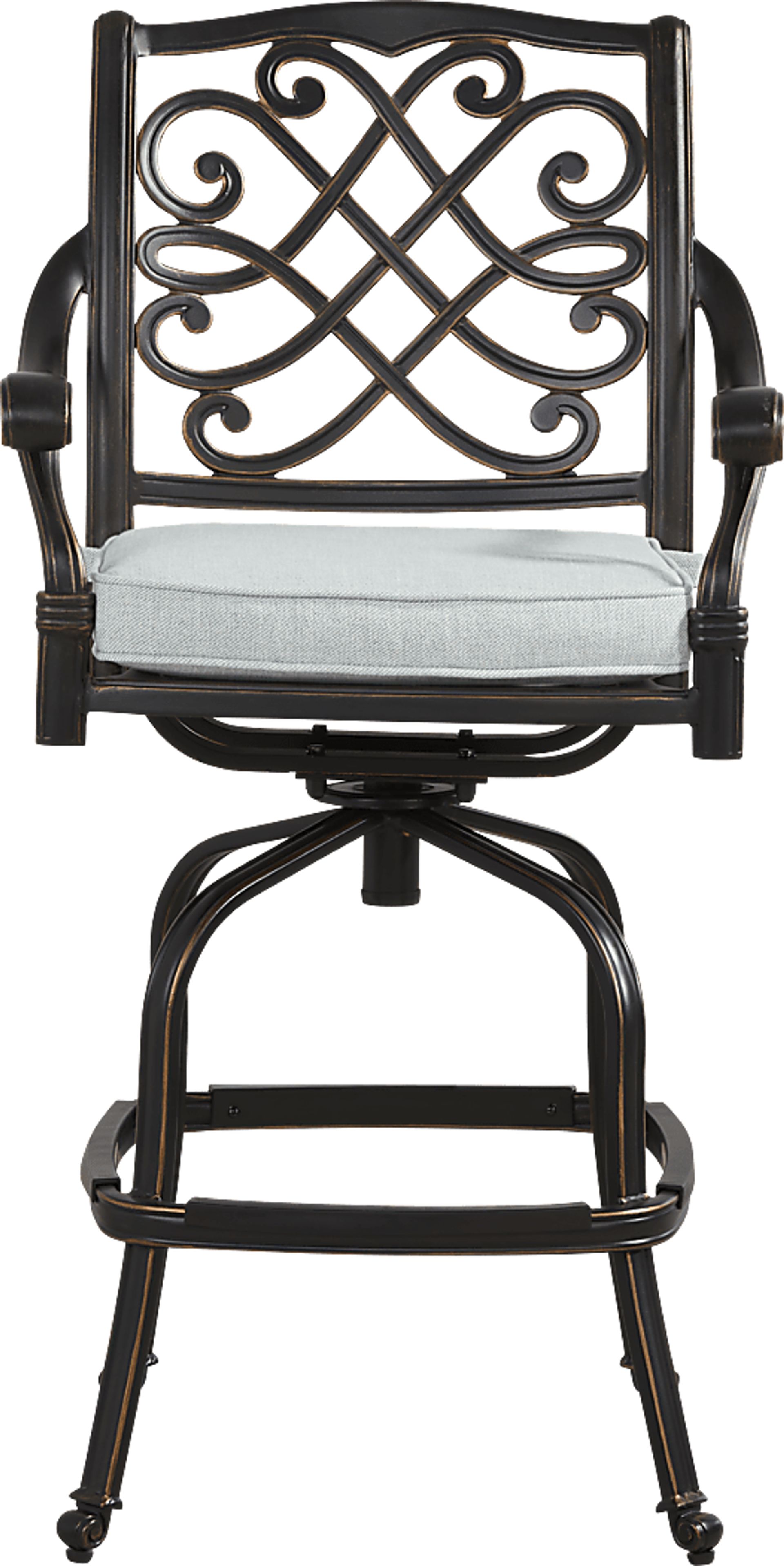 Carina Bronze 3 Pc 30 in. Round Bar Height Outdoor Dining Set with Sky Cushions - Image 4