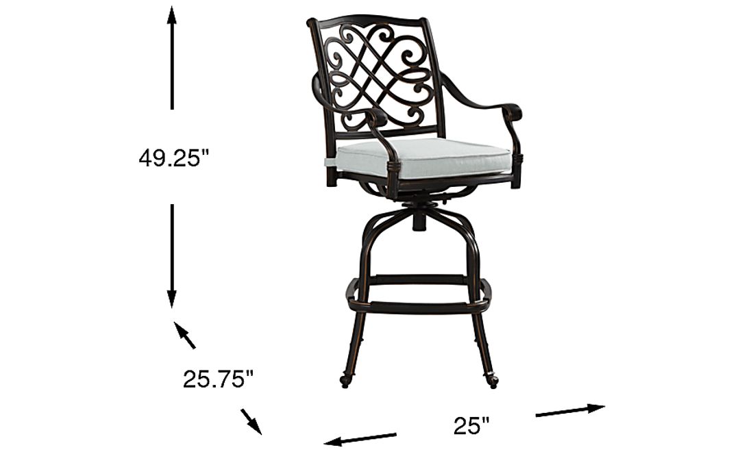 Carina Bronze Outdoor Swivel Barstool with Sky Cushion