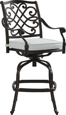 Carina Bronze Outdoor Swivel Barstool with Sky Cushion