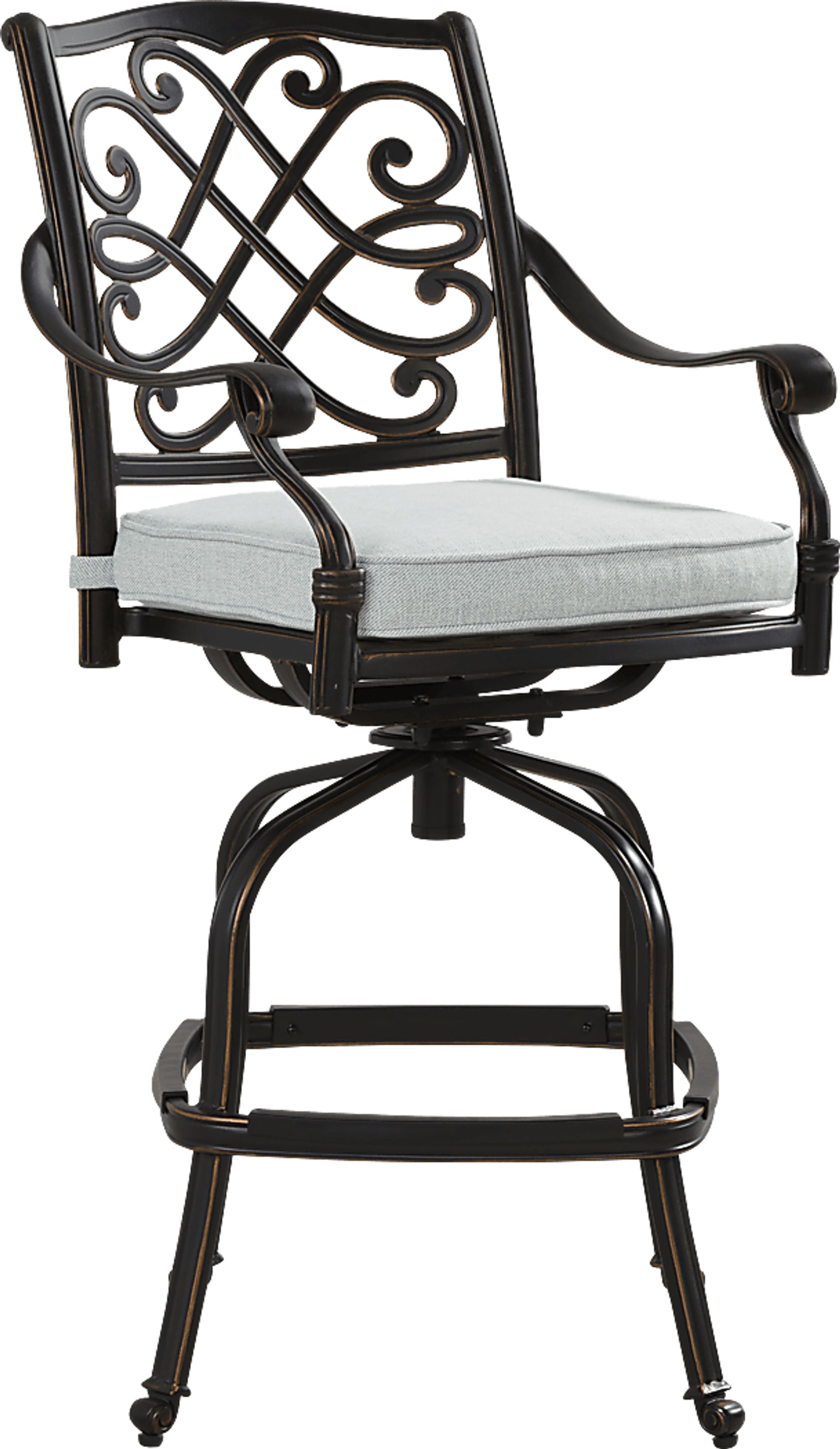 Carina Bronze 3 Pc 30 in. Round Bar Height Outdoor Dining Set with Sky Cushions - Image 3