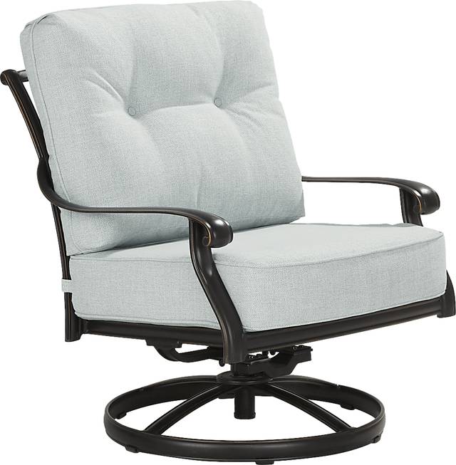 Carina Bronze Outdoor Swivel Chair with Sky Cushions - Thumbnail - Image 1