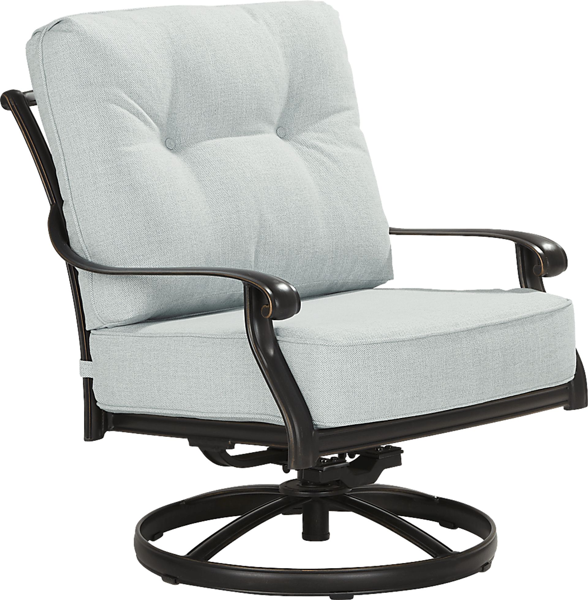 Carina Bronze Outdoor Swivel Chair with Sky Cushions - Image 1
