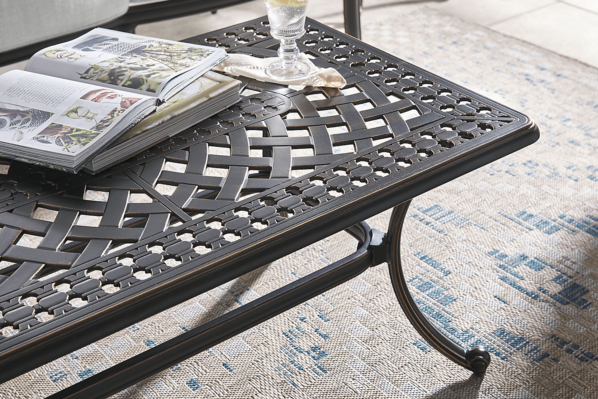 Carina Bronze 4 Pc Outdoor Seating Set with Sky Cushions - Image 10