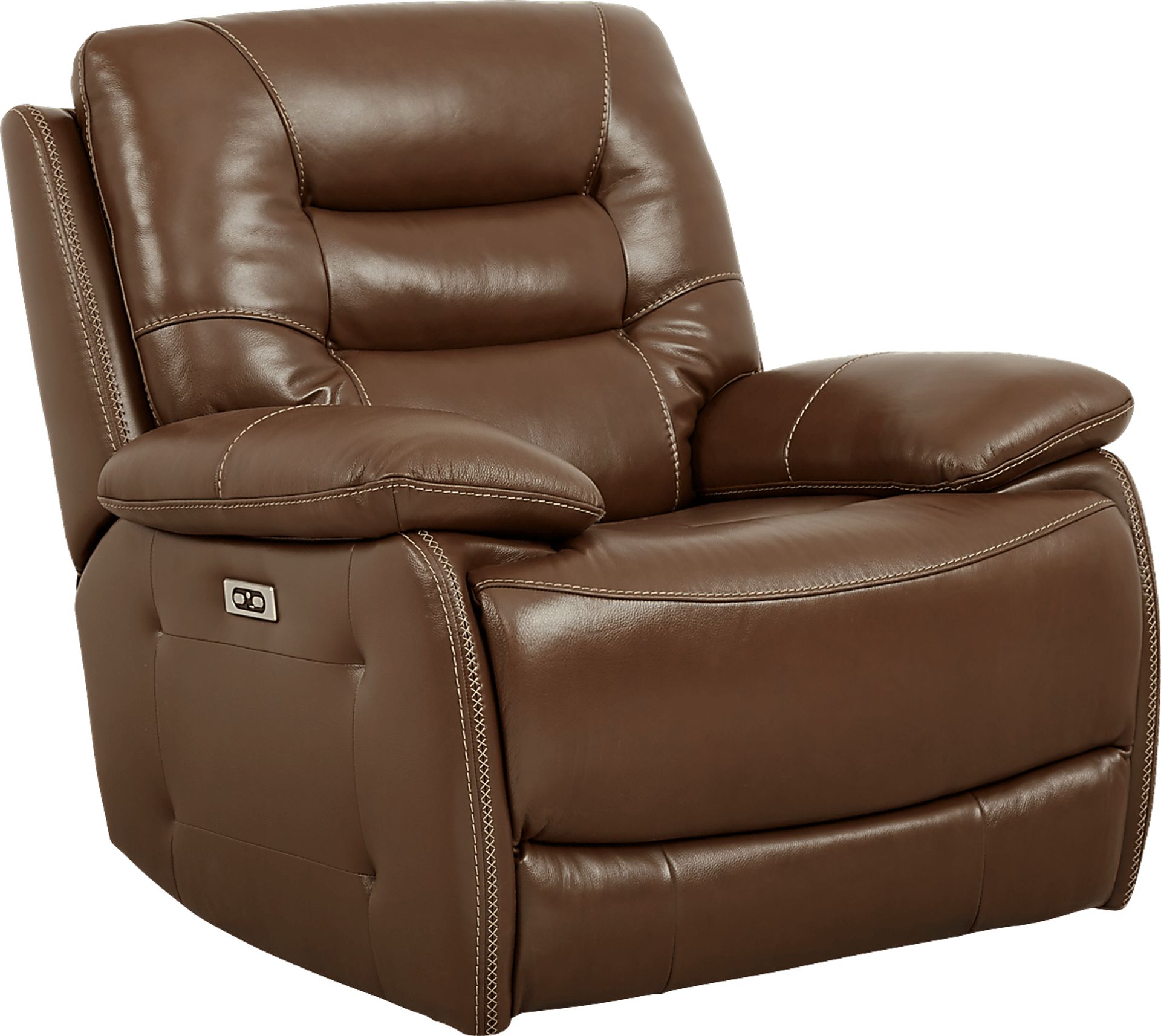 Carini Brown Leather Dual Power Recliner - Image 1