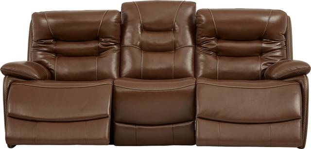 Carini Brown Leather Dual Power Reclining Sofa - Thumbnail - Image 2