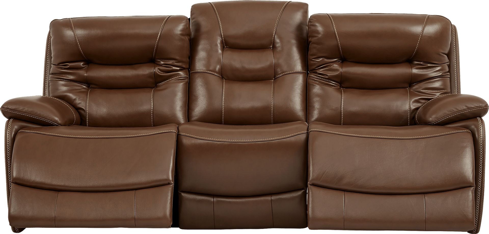 Carini Brown Leather Dual Power Reclining Sofa - Image 2