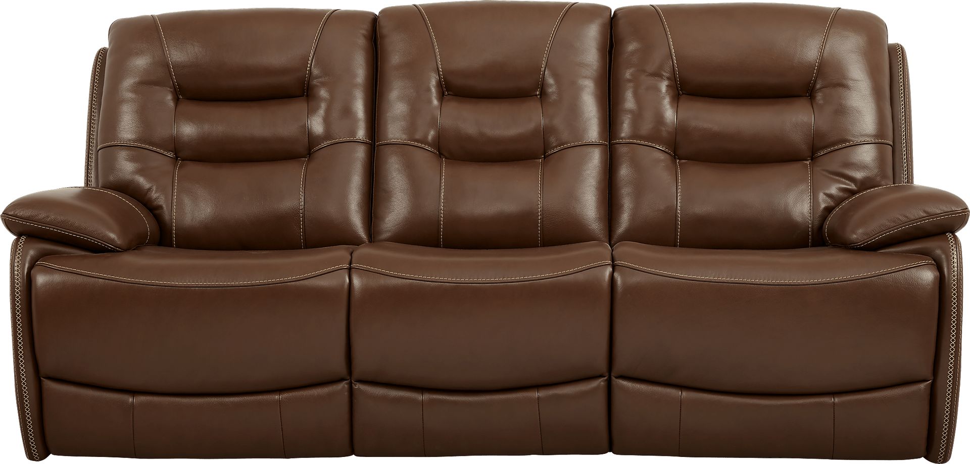 Carini Brown Leather Dual Power Reclining Sofa - Image 1