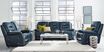Carini Navy Leather 7 Pc Living Room with Reclining Sofa