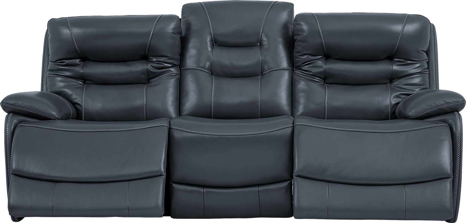 Carini Navy Leather Dual Power Reclining Sofa - Image 2
